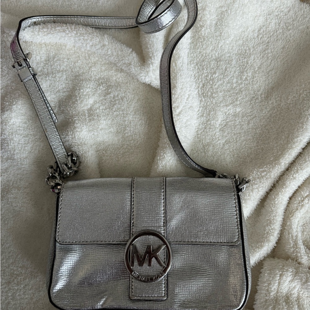 Michael Kors Metallic Silver Crossbody Bag